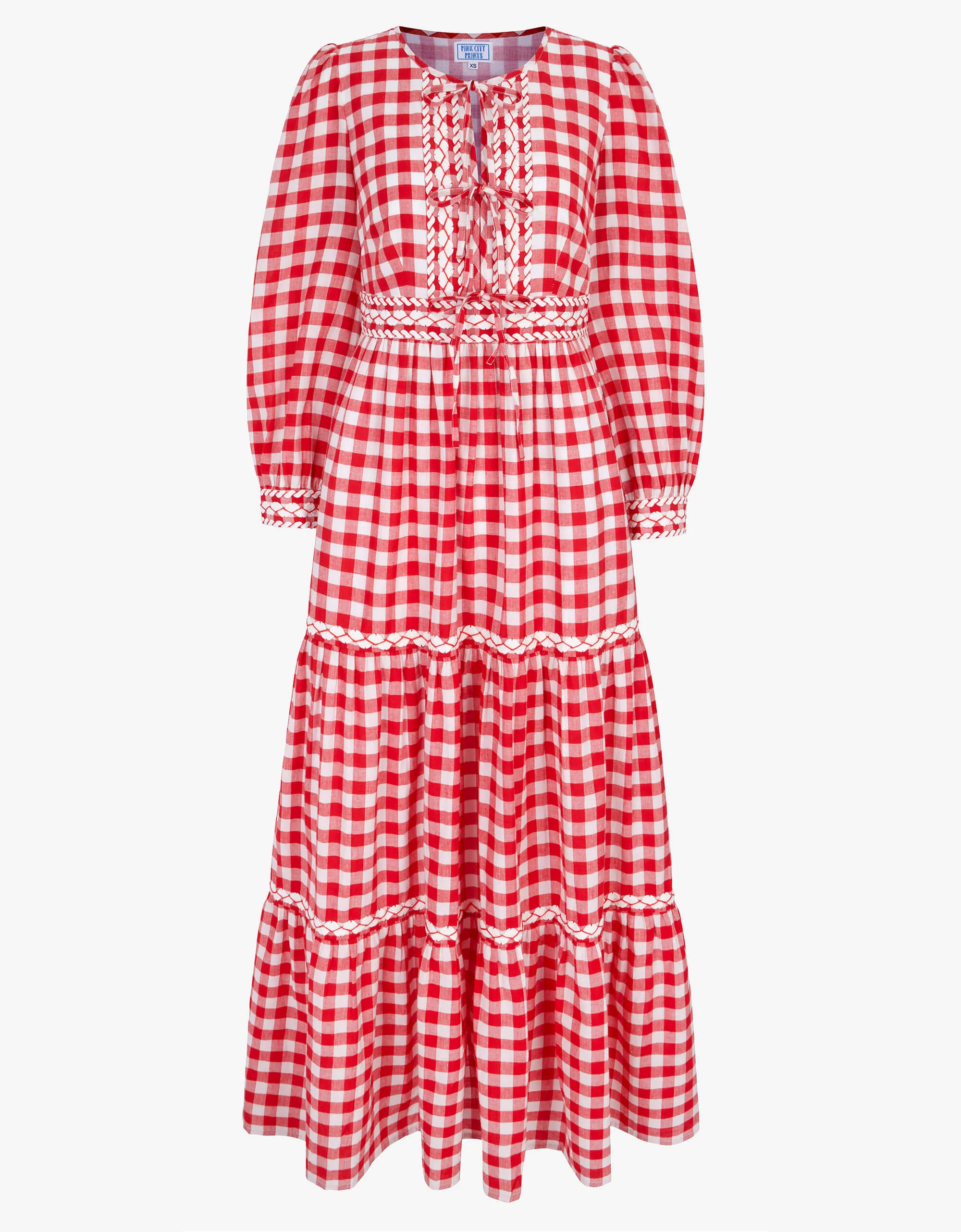 Red and White Berry Gingham Robin Dress | Pink City Prints UK
