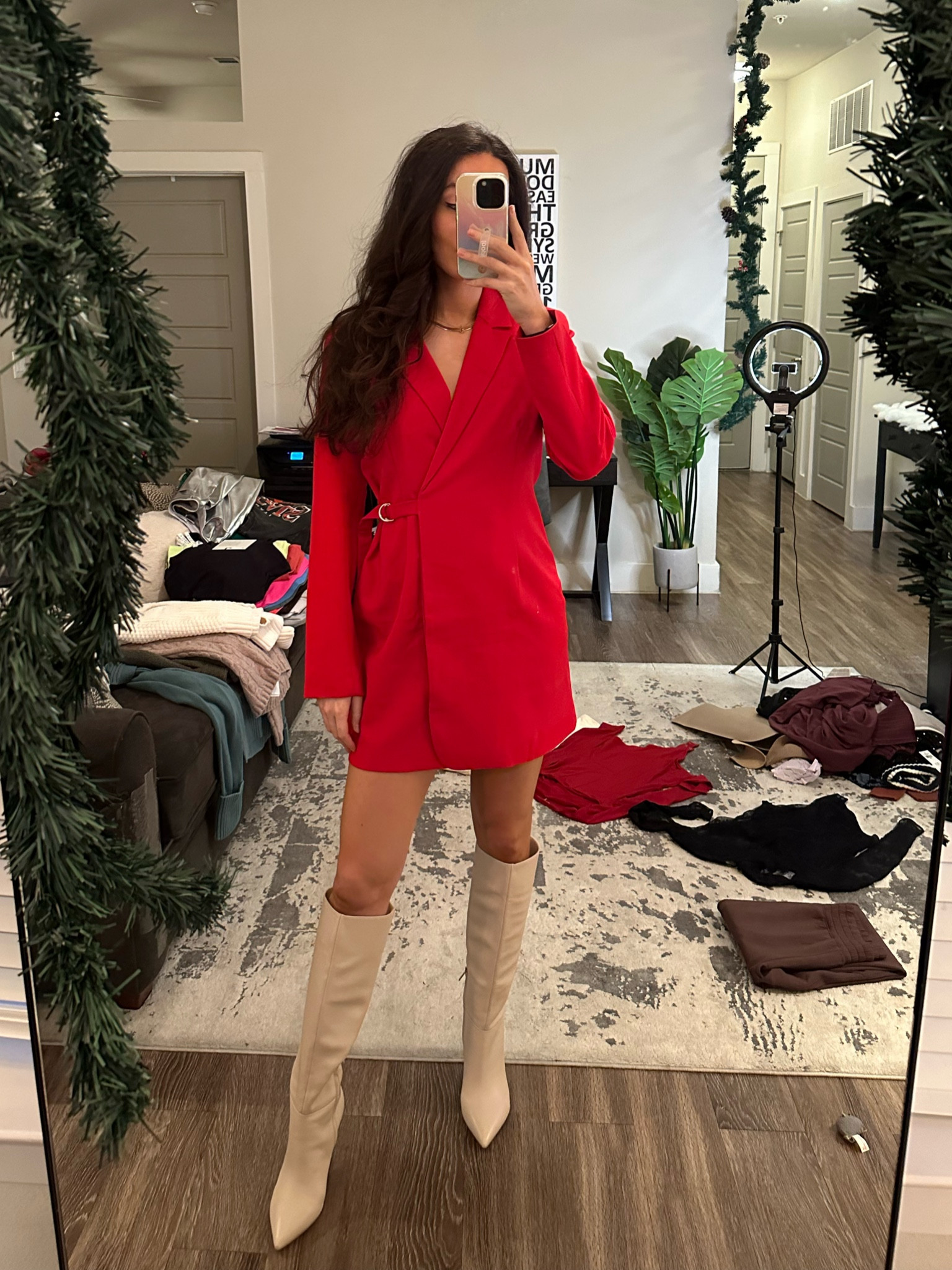 Abercrombie dress size S regular 
Marc Fischer boots 

Blazer dress 
Tall boots 
Valentine’s Day look

#LTKSeasonal #LTKshoecrush #LTKparties