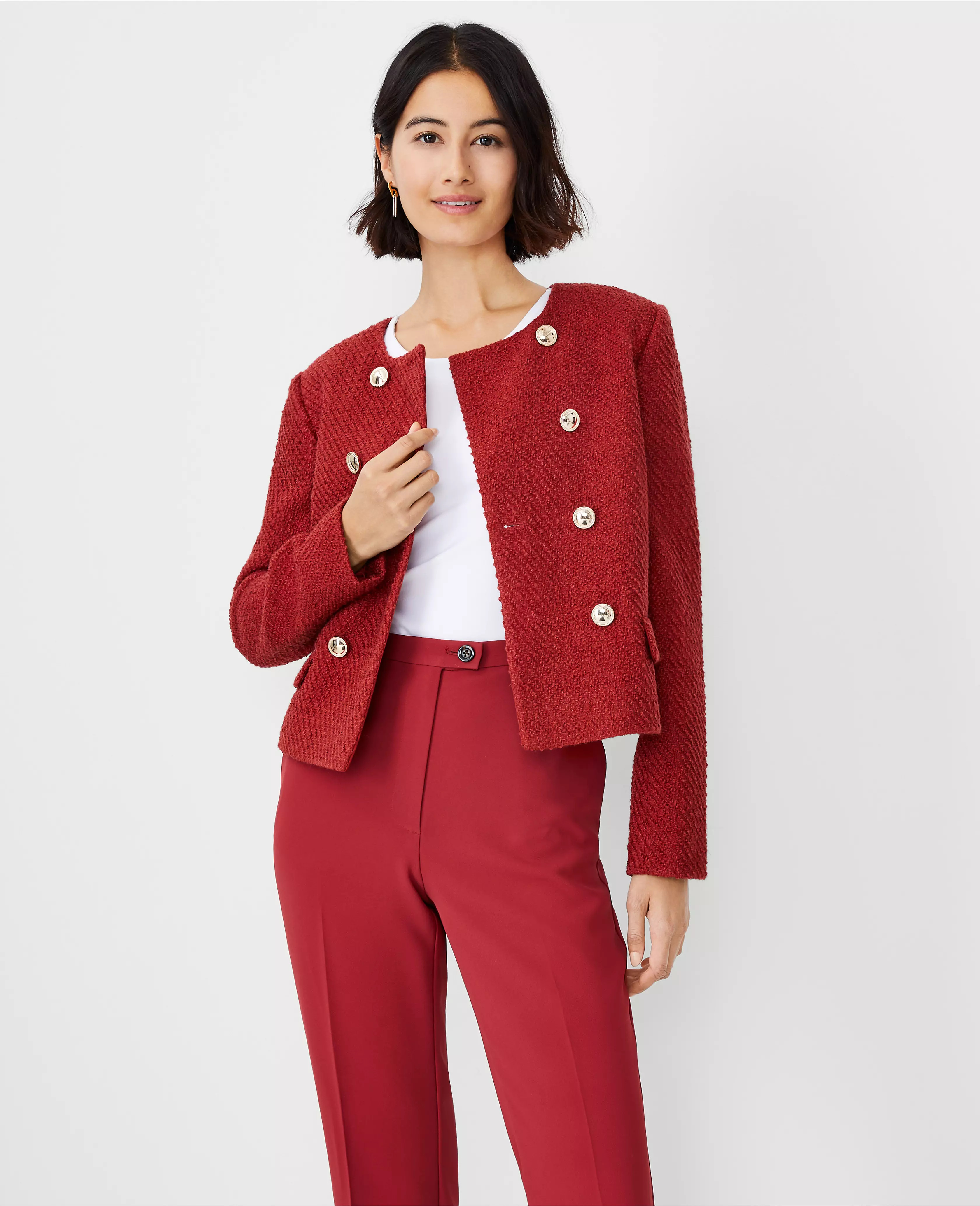 Petite Tweed Double Breasted Jacket | Ann Taylor (US)