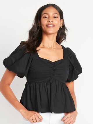 Puff-Sleeve Ruched Smocked Babydoll Swing Blouse for Women$21.00$34.99Extra 20% Off Taken at Chec... | Old Navy (US)