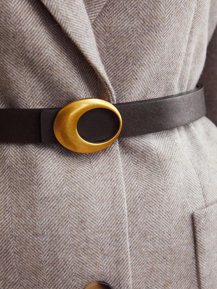MOTF PREMIUM CINTO ELEGANTE E VERSÁTIL DE FIVELA ELÍPTICA METÁLICA PARA O DIA-A-DIA | SHEIN