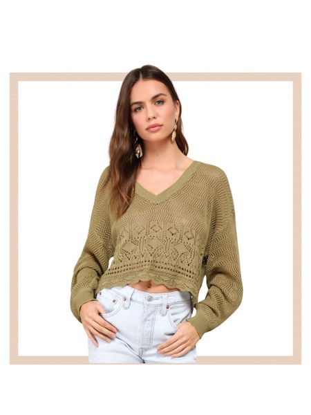 Olive pointelle knit sweater for cool spring summer nights

#LTKstyletip #LTKworkwear #LTKfindsunder100