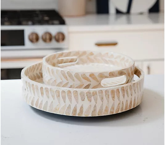 Set of 2 Large and Small Capiz Turntables by Lauren McBride - QVC.com | QVC