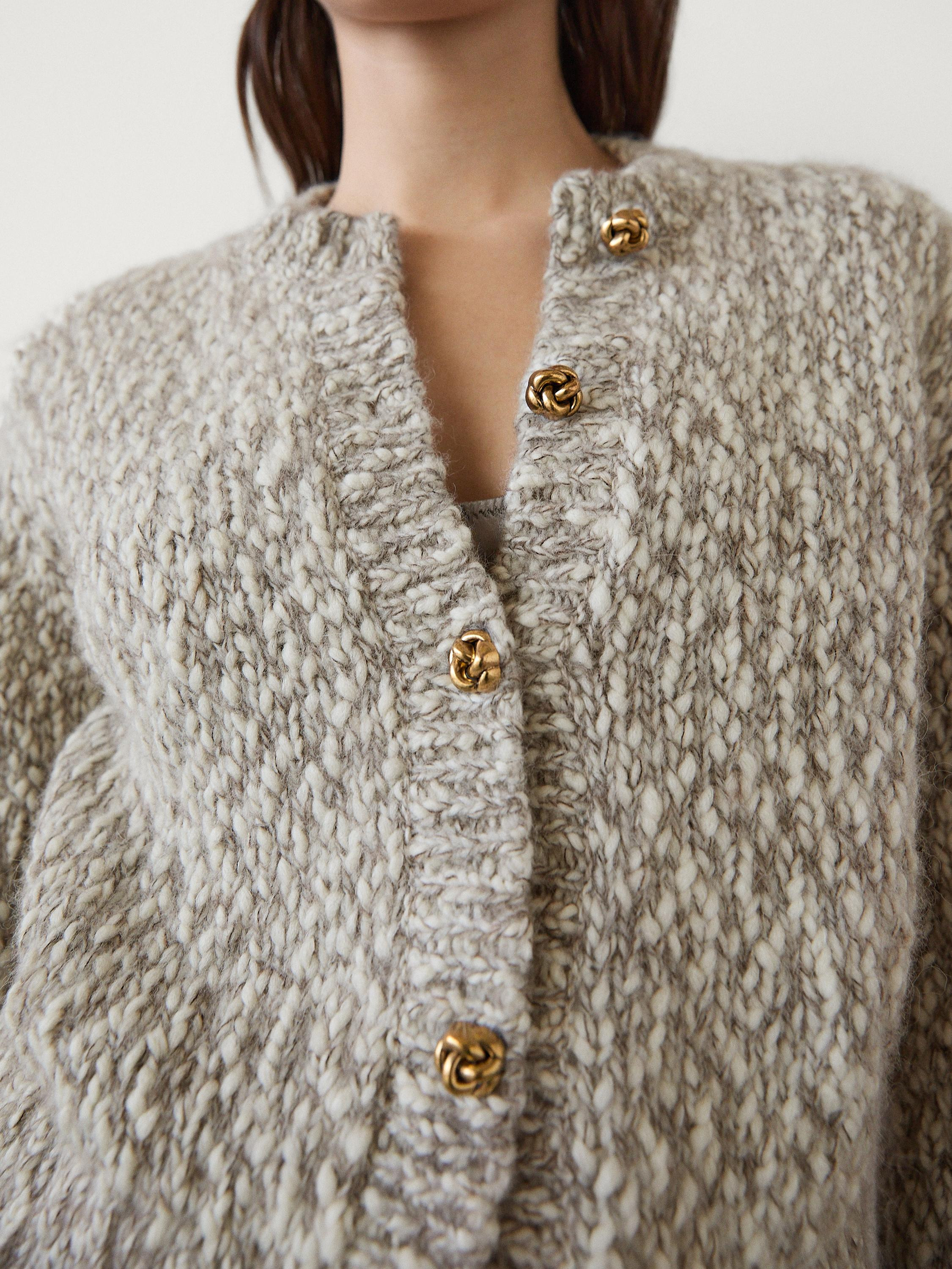 Twill knit cardigan with button detail | Massimo Dutti US