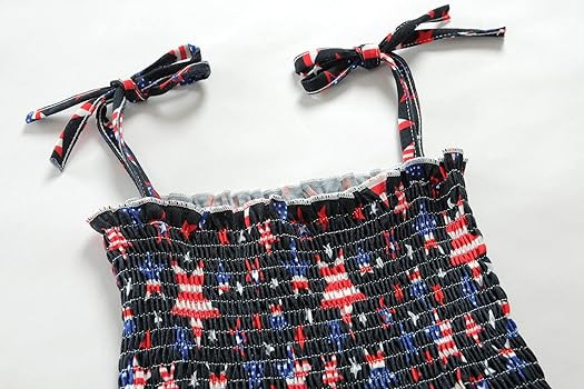 4th of July Dress Toddler Girl Fourth Independence Day Outfit American USA Flag Star Strip Kid Pa... | Amazon (US)