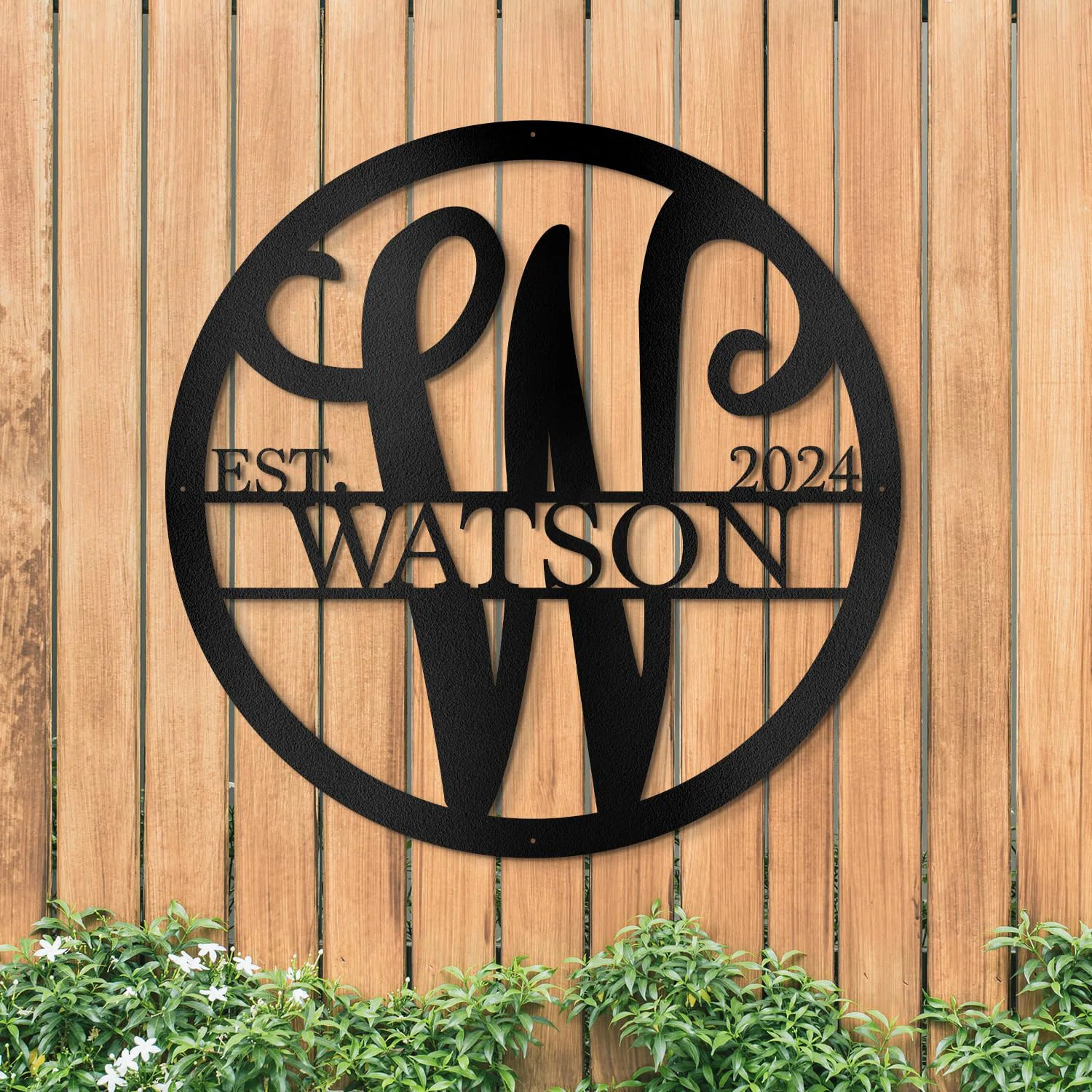 Custom Metal Name Sign Metal Wall Art Split Letter Monogram Wall Accent Outdoor Decor | Wayfair North America