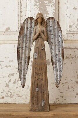 Primitive Rustic FAITH HOPE LOVE ANGEL FIGURINE Statue Figure 13"  | eBay | eBay US