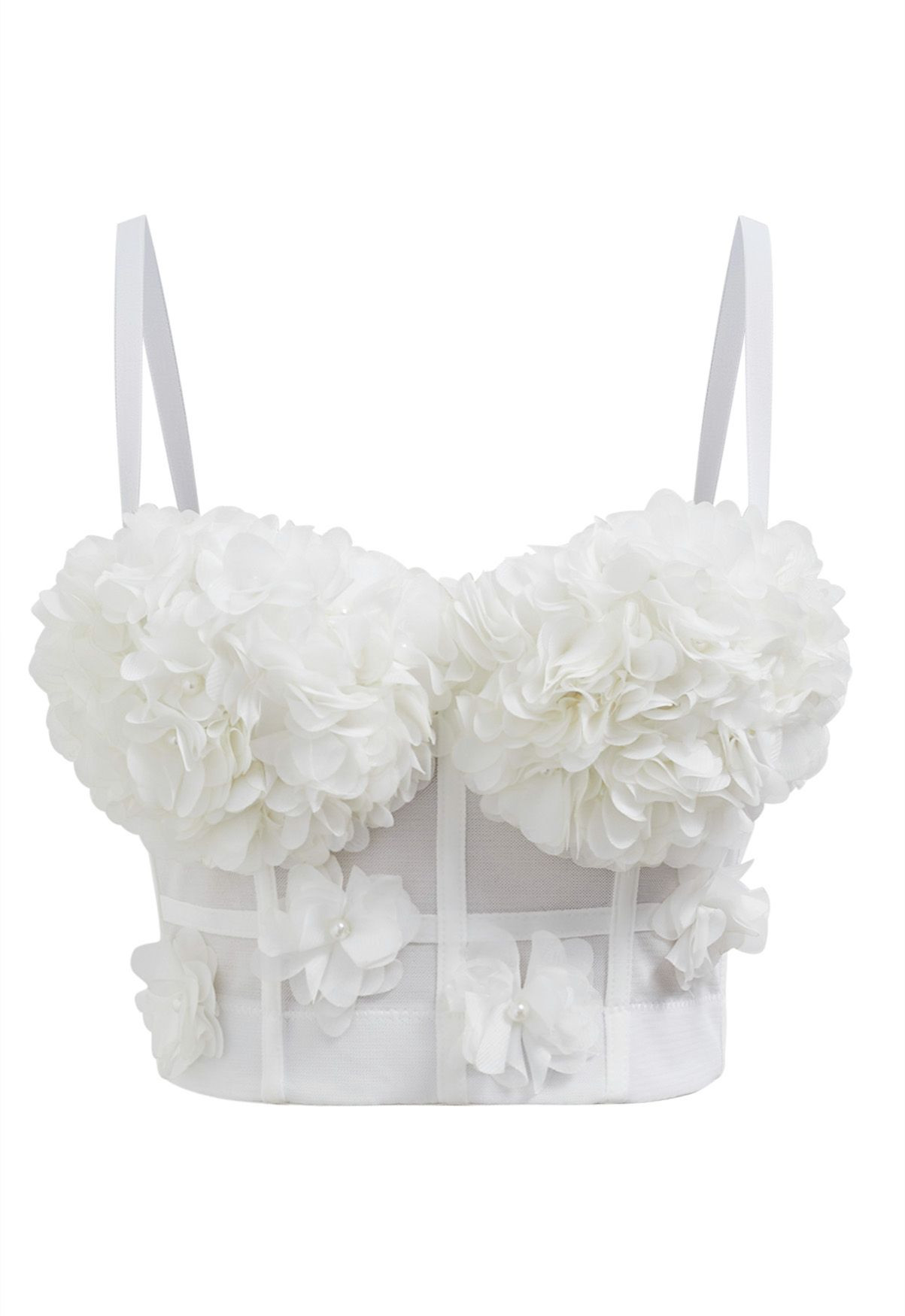Pearly Petal Bustier Crop Top in White | Chicwish
