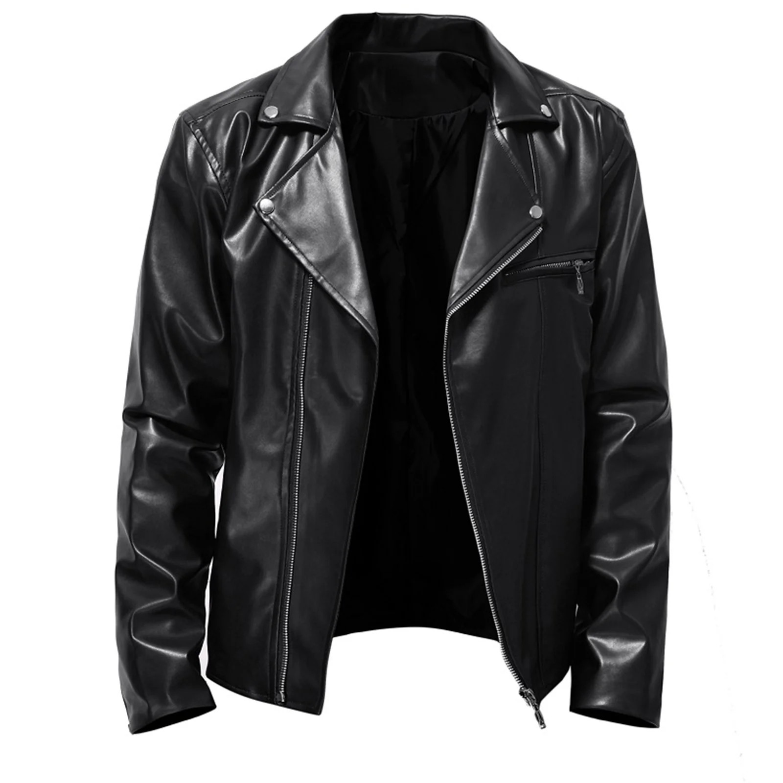 "Tejiojio Winter Clearance Men's Leather Plus Fleece Jacket, Motorcycle Jacket, Warm Leather Jack... | Walmart (US)