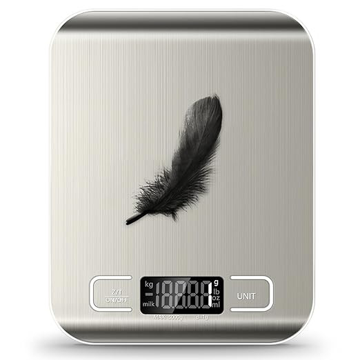 Food Scale, 11lb Kitchen Scale with 6 Units Tare Function & LCD Display, 0.05oz/1g Stainless Stee... | Amazon (US)