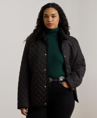 Lauren Ralph Lauren Plus Size Faux-Sherpa-Collar Quilted Coat - Macy's | Macy's