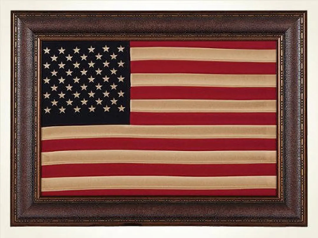 Antique Cloth American Flag, Framed, Wall Art, Décor OVERALL Size: 42 INCH X 30 INCH - Etsy | Etsy (US)