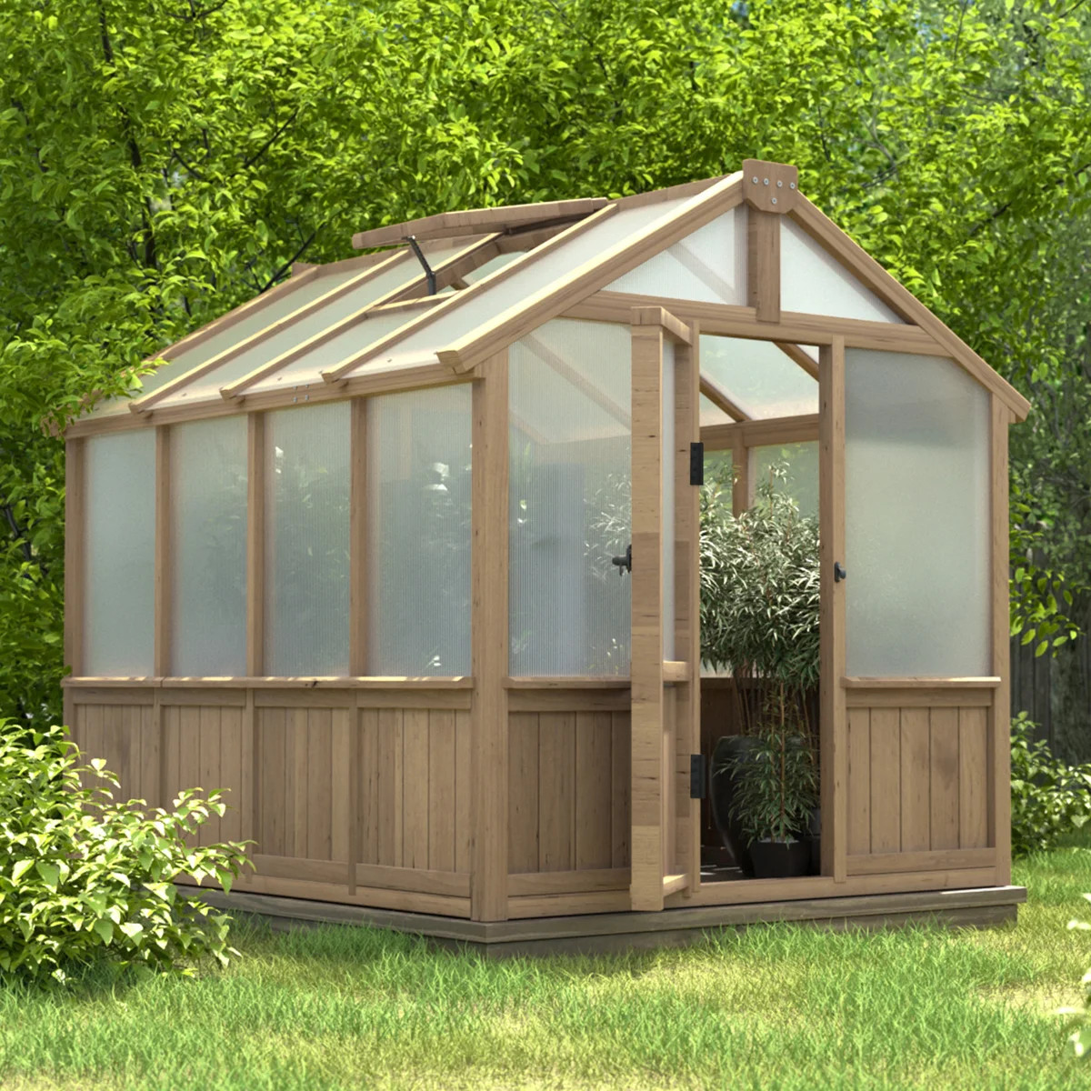 Outdoor Wooden Polycarbonate Greenhouse 6x8Ft | Wayfair North America