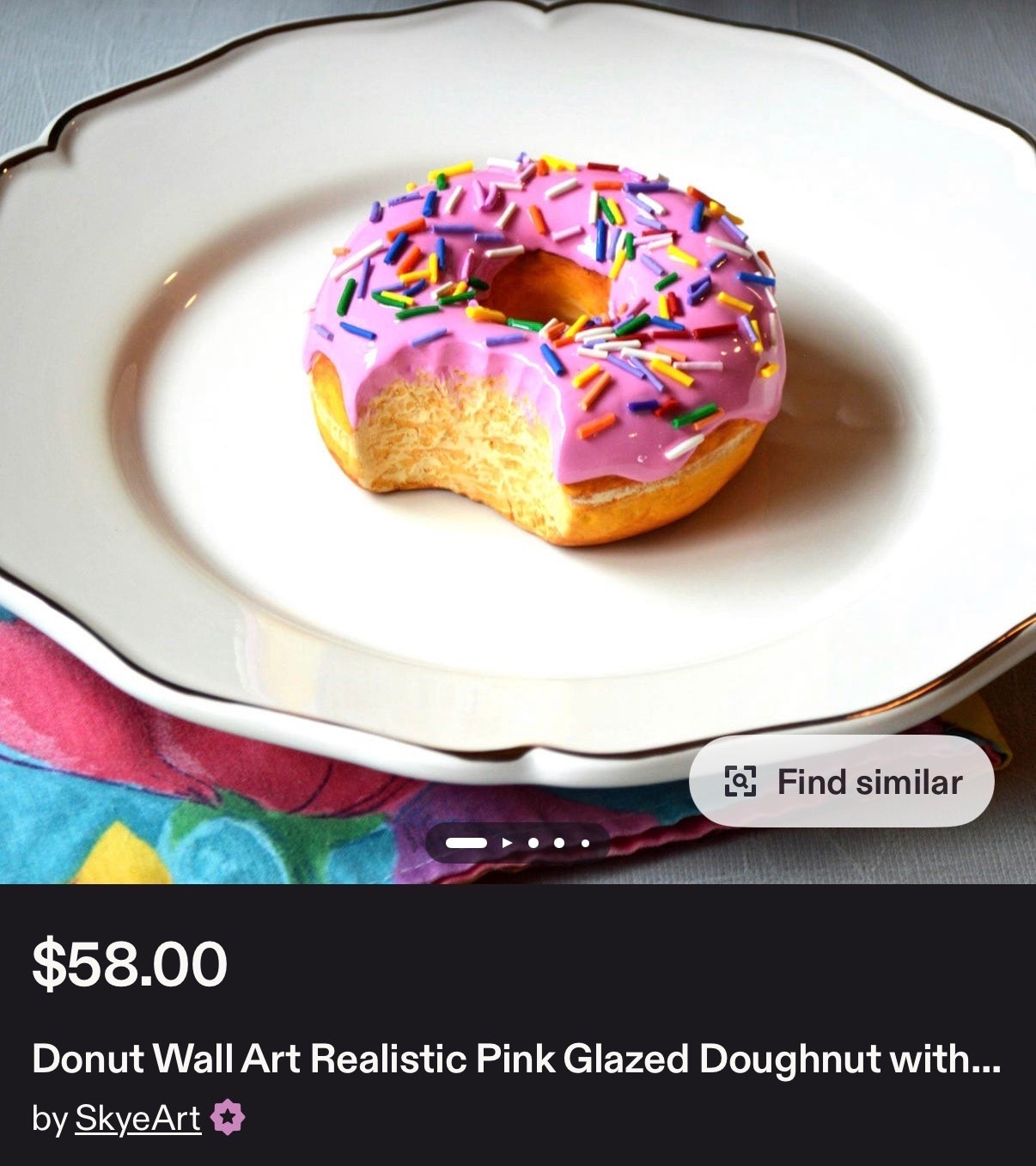 Pink fake food donut