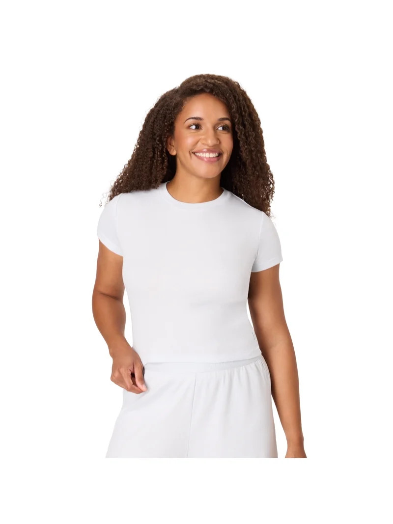 Hanes Originals Women's SuperSoft Comfywear Sleep Rib Crop Tee, Sizes S to 2X | Walmart (US)