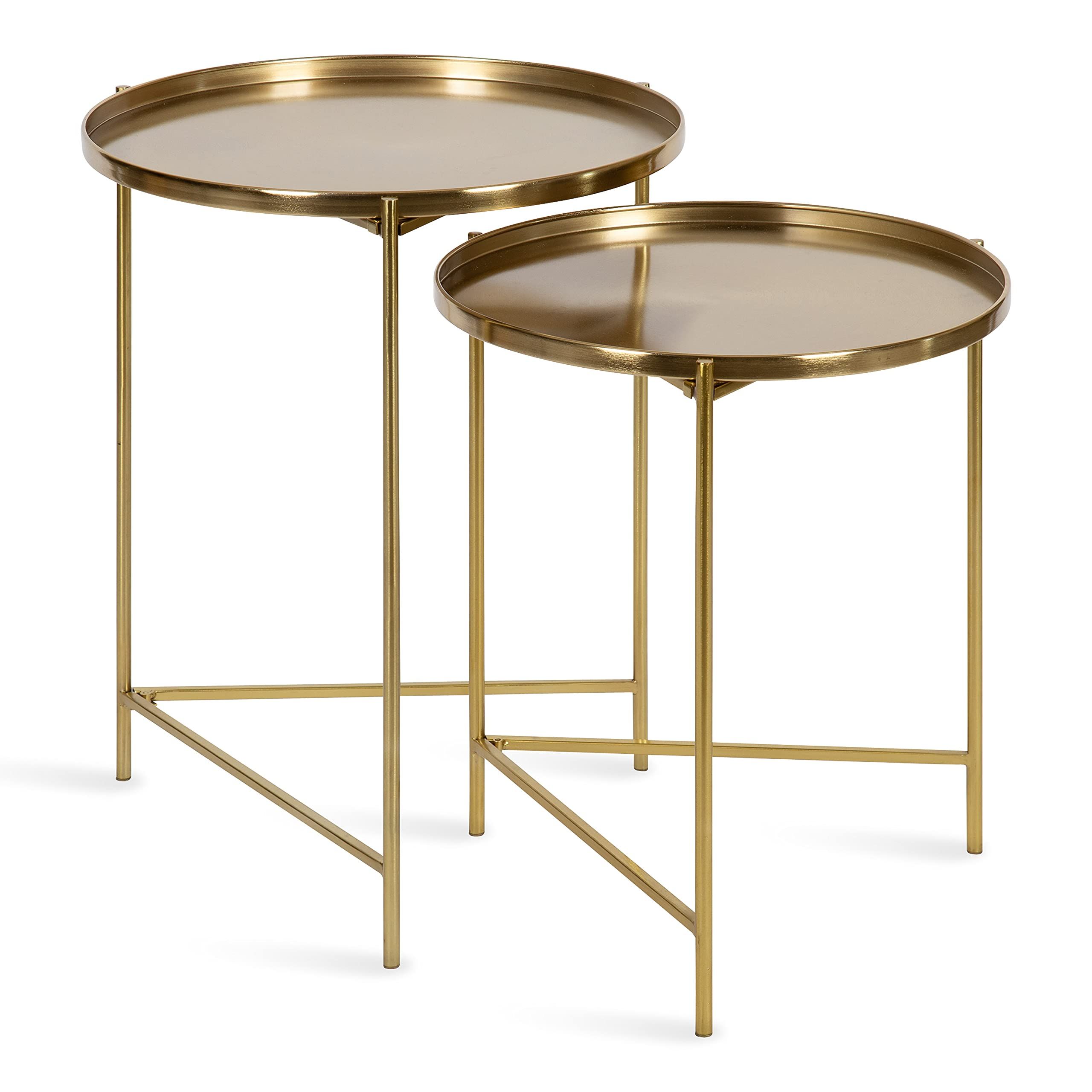 Kate and Laurel Ulani Round Metal Accent Tables, 2 Piece, Gold | Amazon (US)
