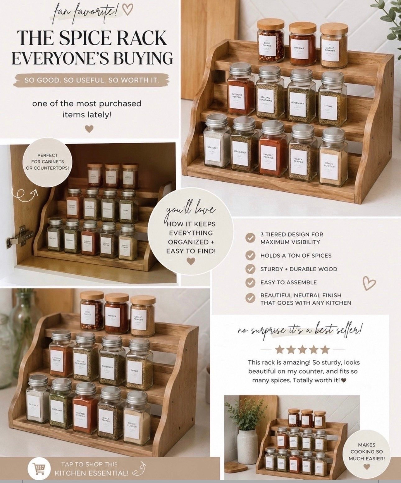 ✨ Kitchen organization find that’s clearly a fan favorite ✨

This tiered wooden spice rack has been one of the most purchased items lately and I completely get why 🤎🌿 It instantly makes your spices look organized, aesthetic, and easy to grab while cooking. Perfect for cabinets or countertops and gives that clean, Pinterest kitchen vibe without spending a fortune 🙌🏽

If you’re in your organize the whole house era… this one is worth adding 🫶🏽✨#KitchenOrganization #HomeFinds #KitchenDecor #SpiceRack #OrganizationIdeas #HomeOrganization #KitchenInspo #AmazonHomeFinds #LTKStyle #NeutralHome #MomLifeFinds

#LTKSaleAlert #LTKHome