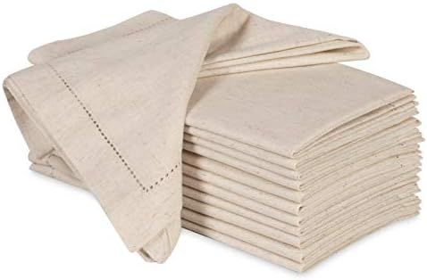 Ramanta Home Cloth Dinner Napkins in Cotton Flax Fabric with Hemstitched & Tailored Mitered Corne... | Amazon (US)