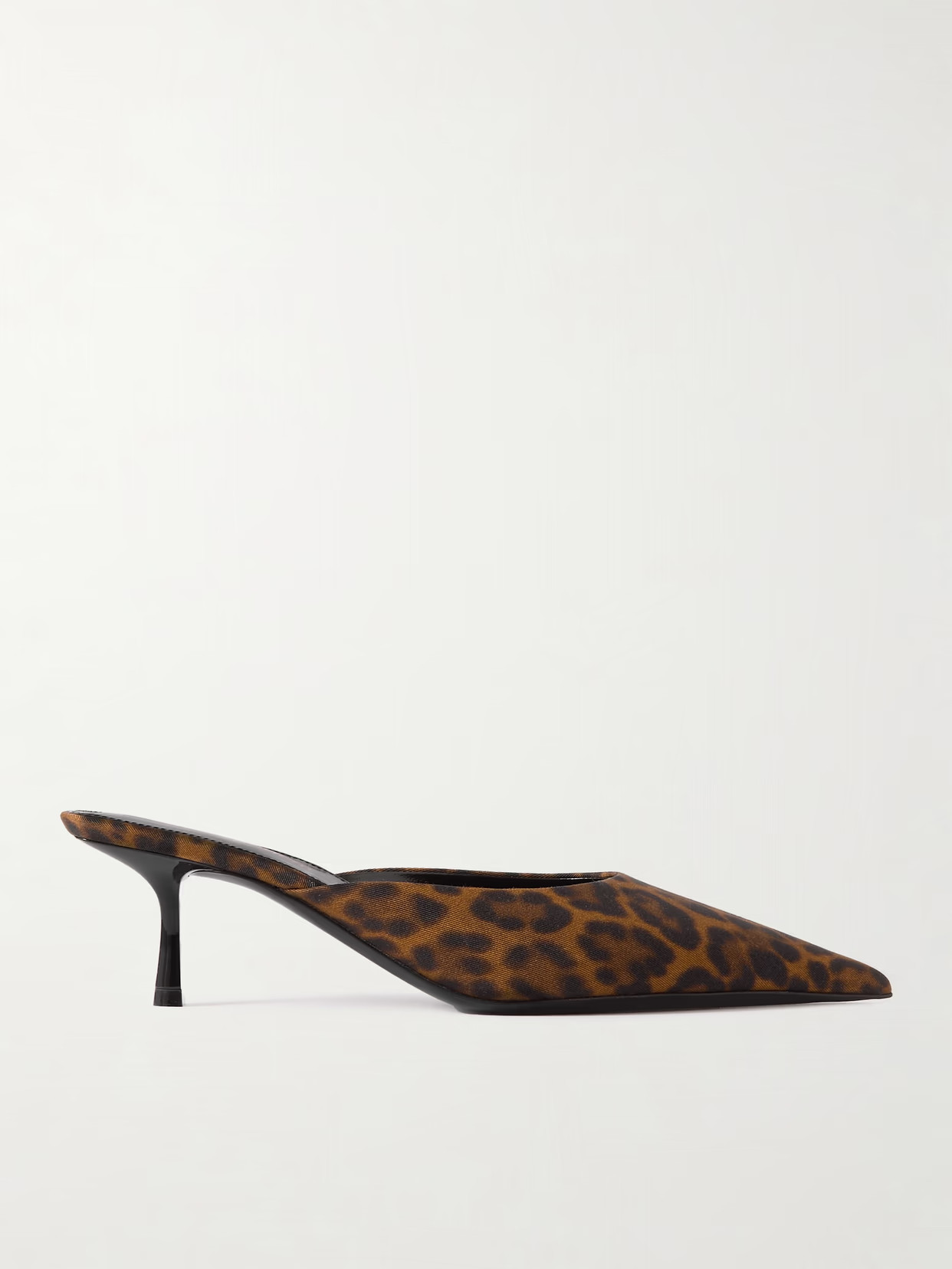 SAINT LAURENT - Barbara Leopard-print Twill Point-toe Pumps - Black | NET-A-PORTER (US)