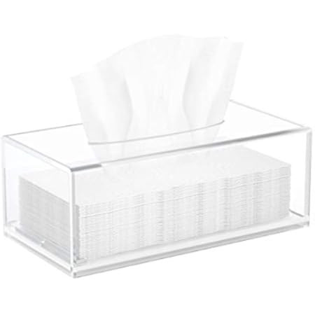 FEMELI Acrylic Tissue Box,Clear Facial Tissue Holder Case Dispenser Napkin Organizer for Bathroom Ki | Amazon (US)