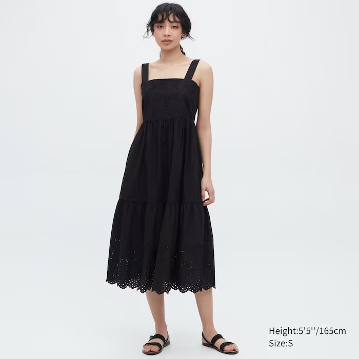 Cotton Embroidery Shirring Sleeveless Dress | UNIQLO (US)