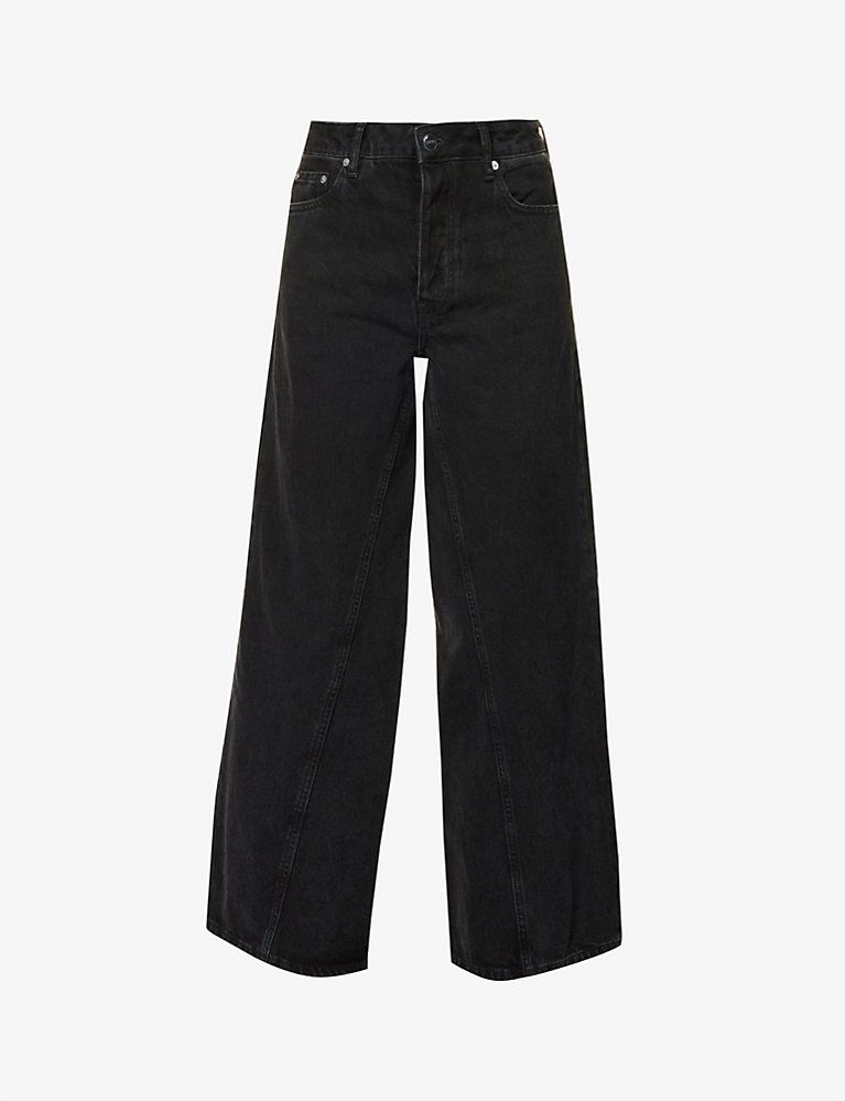 GANNI Jozey wide-leg mid-rise organic denim jeans | Selfridges