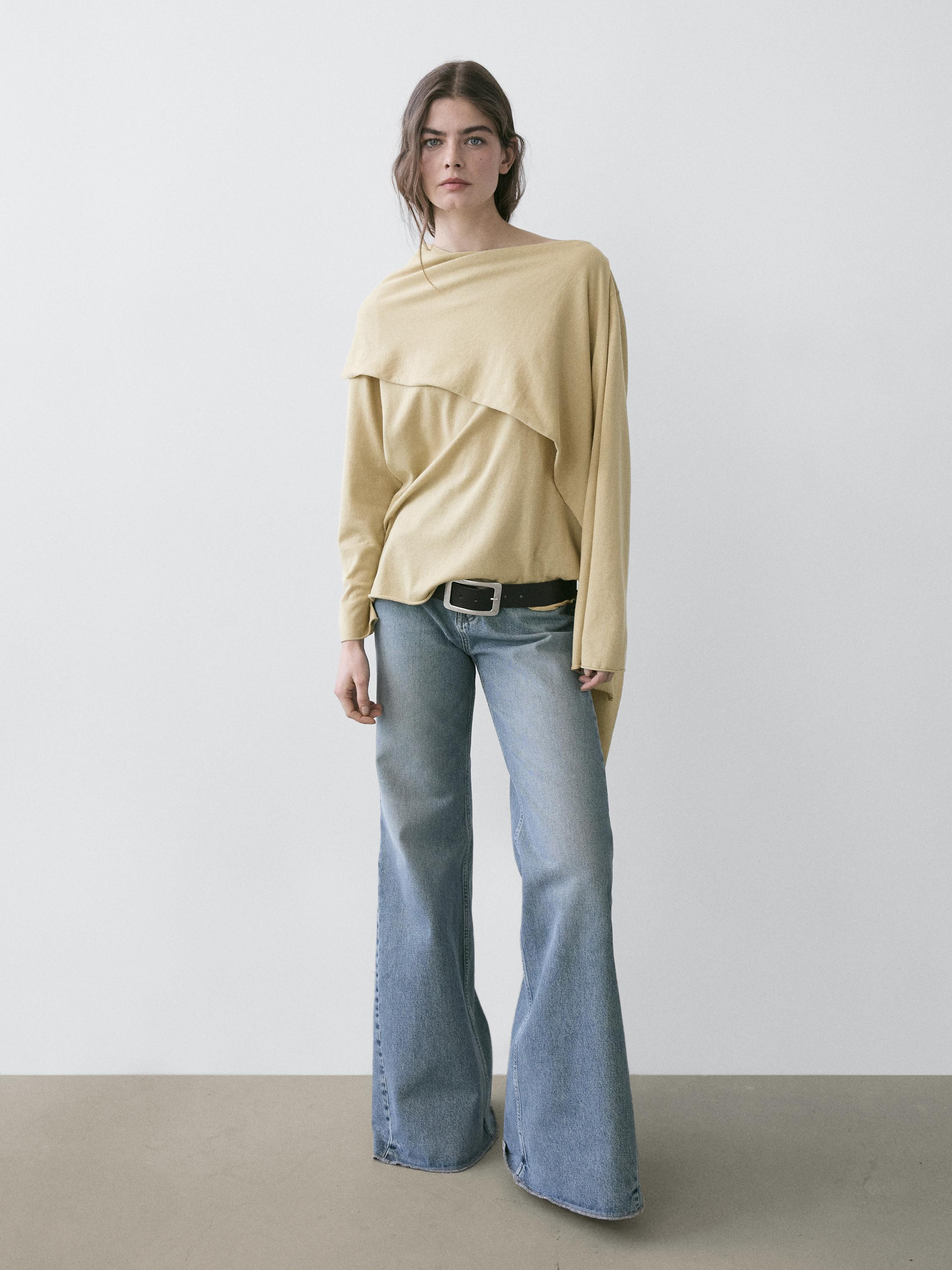 Knit sweater with scarf detail | Massimo Dutti UK