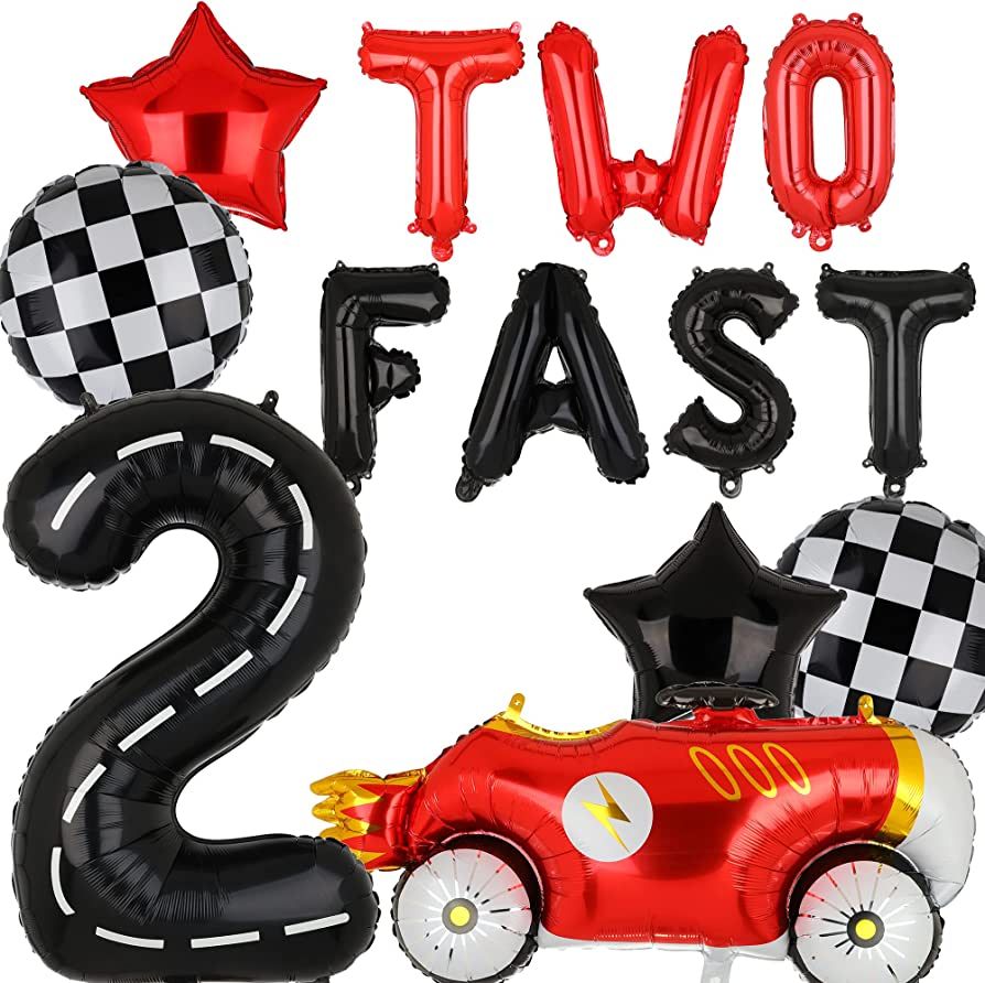 Race Car Two Fast Party 2nd Racing Vintage Retro Car Theme Birthday Party Letter Banner Balloon 4... | Amazon (US)