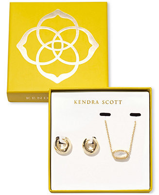 Kendra Scott Mother-of-Pearl Pendant Necklace & Hoop Earrings Set - Macy's | Macy's