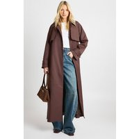 Womens Maxi Belted Trench Coat - Brown - 12 | boohoo (US & Canada)