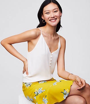 LOFT Petite Covered Button Strappy Cami | LOFT