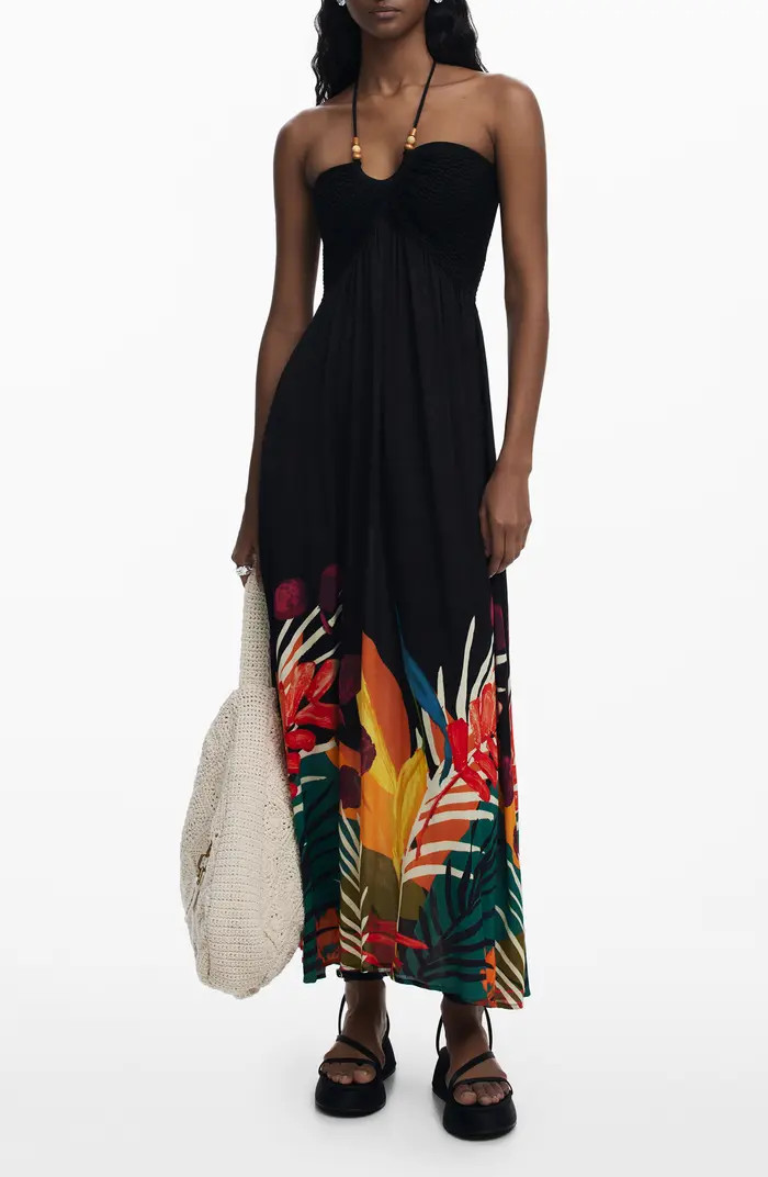 Desigual Beaded Mixed Media Maxi Cover-Up Sundress | Nordstrom | Nordstrom