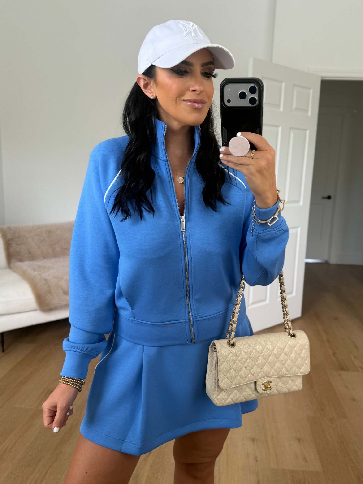 Spanx Contrast Piping Track Jacket - I’m wearing a size Small

Spanx Contrast Piping Skort, 15” - I’m wearing a size small