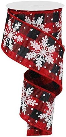 Glittered Snowflake Wired Edge Ribbon - 10 Yards (Red, Black, White, Silver, 2.5") | Amazon (US)
