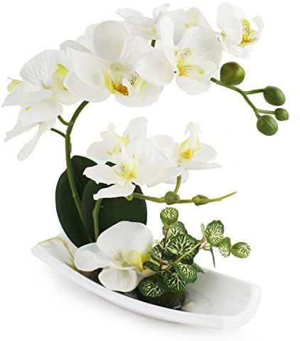 Artificial Orchids Faux Orchid White Orchid Arrangements for Kitchen Table Centerpiece Silk Fa... | Amazon (US)