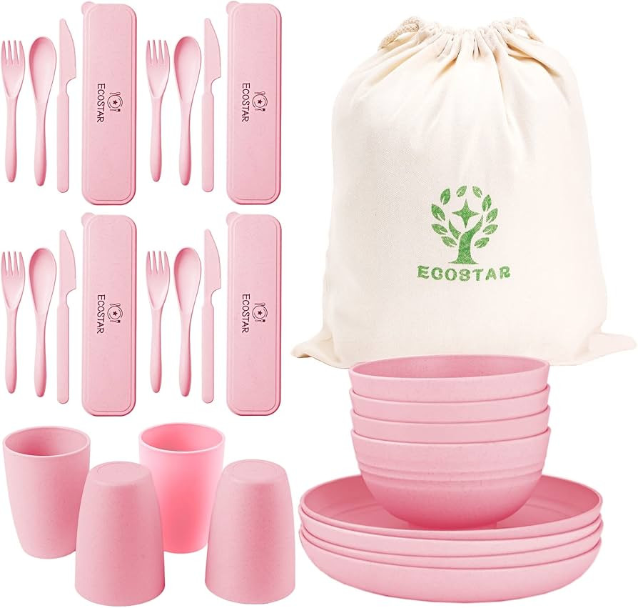 ECOSTAR Wheat Straw Dinnerware Sets - 28-Piece Unbreakable Dinnerware Set, Microwave and Dishwash... | Amazon (US)