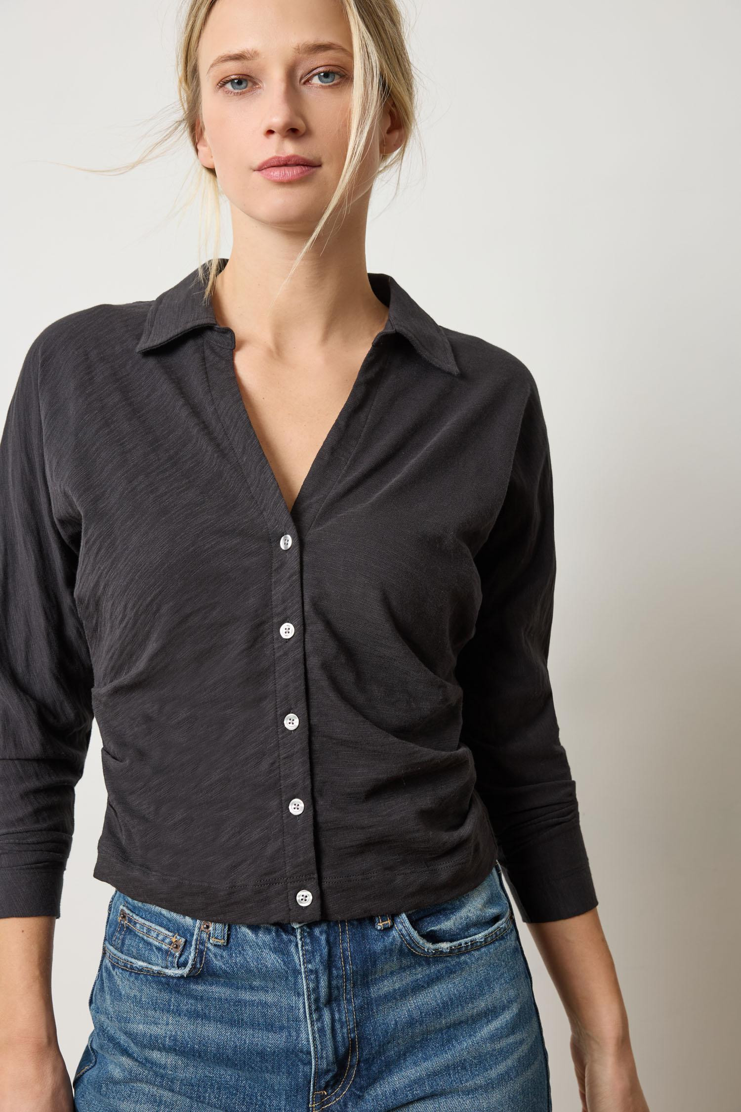 Side Pleat Button Down | Lilla P