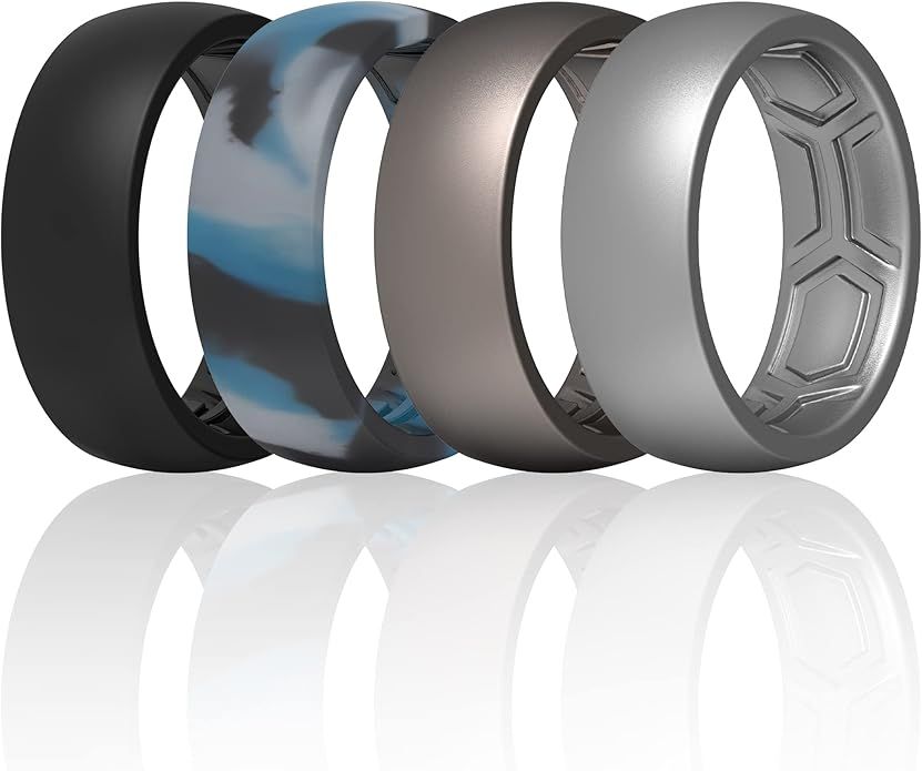 ThunderFit Silicone Wedding Rings for Men, Airflow Criss Cross Pattern - 8mm wide - 2mm Thick | Amazon (US)