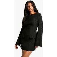 Womens Long Sleeve Slash Neck Tailored Mini Dress - Black - 6 | boohoo (US & Canada)