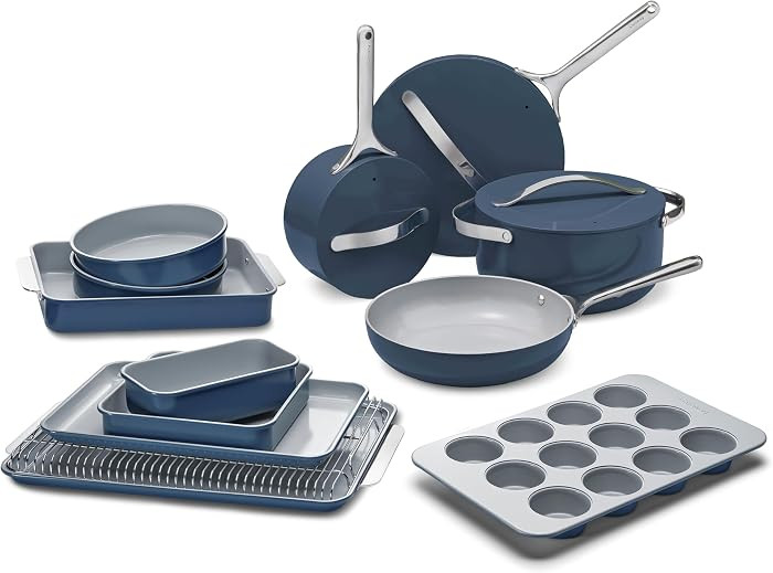 Caraway 23-Piece Nonstick Ceramic Cookware & Bakeware Set \u2013 Pots, Frying Pans, Lids, Baking ... | Amazon (US)