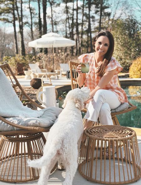 Spring Patio backyard outdoor entertaining favorites from Joss & Main (@JossandMain) ☀️ Wicker patio chair and side table ottoman set, acrylic green tumbler glasses and sunbrella indoor outdoor throw blanket 🌷Happy Spring Outdoor Home Styling!!  #jossandmainpartner #jossandmaincommunity #jmspringsummeredit #myjossandmain 


#LTKhome #LTKSeasonal #LTKSpringSale