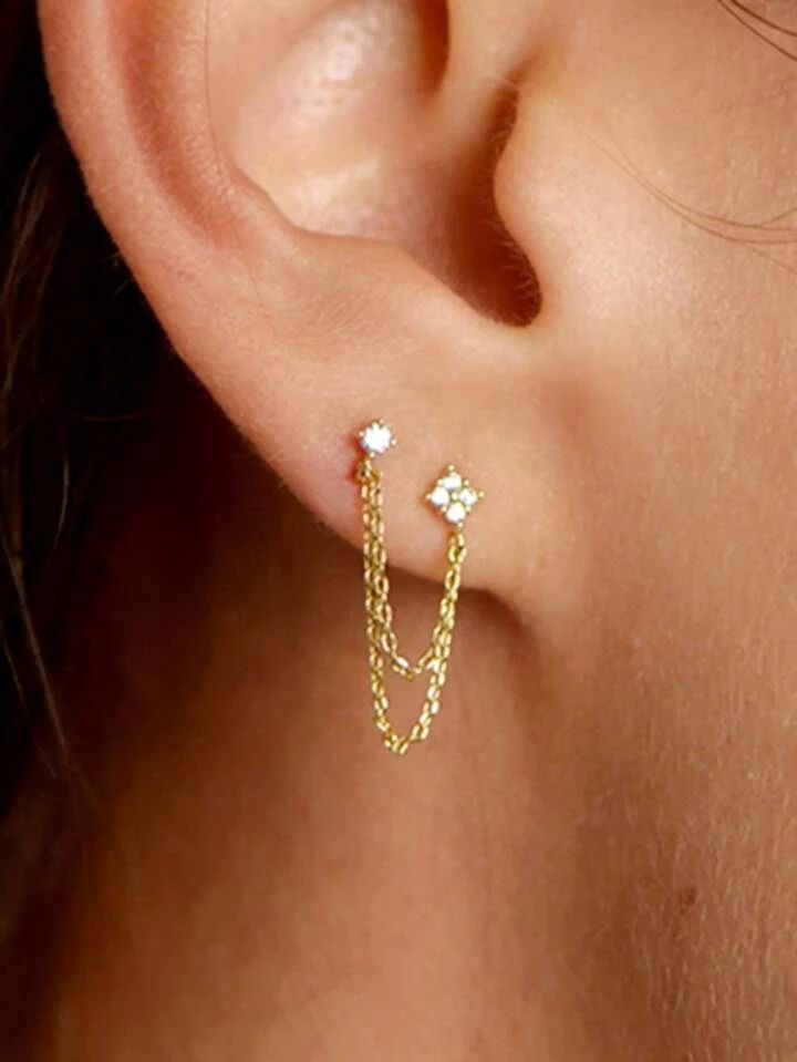 2pcs Cubic Zirconia Decor Earrings | SHEIN