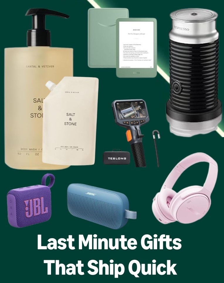 Last-minute gift panic? I've got you covered! This curated collage features fast-shipping gifts that are perfect for everyone on your list.

From portable speakers and quality headphones to luxurious body wash sets and the latest Kindle, these picks are universally appealing and guaranteed to arrive in time. Shop these foolproof, crowd-pleasing gifts.

#LTKHoliday #LTKGiftGuide #LTKSaleAlert