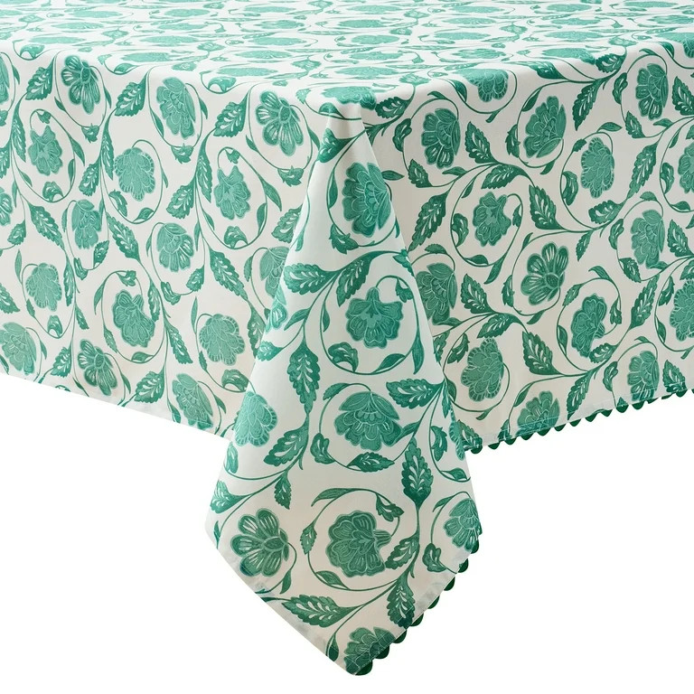 Mainstays by Becky G. & Alejandra Fabric Tablecloth, Green Floral, 60" x 102" | Walmart (US)