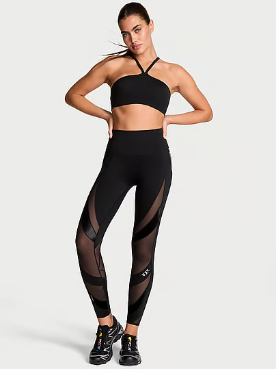 VSX Activate™ Sheer Liquid Shine Legging, Black, Xs25Ins - Women's Bottoms - Victoria's Secret | Victoria's Secret (US / CA )