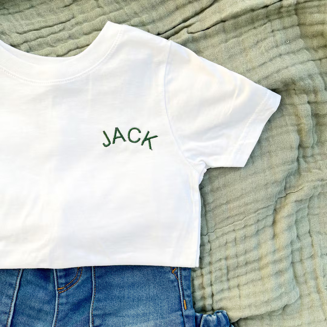 Personalized Embroidered Name Toddler Boys & Girls T-shirt | Embroidered Short Sleeve Toddler Tee... | Etsy (US)