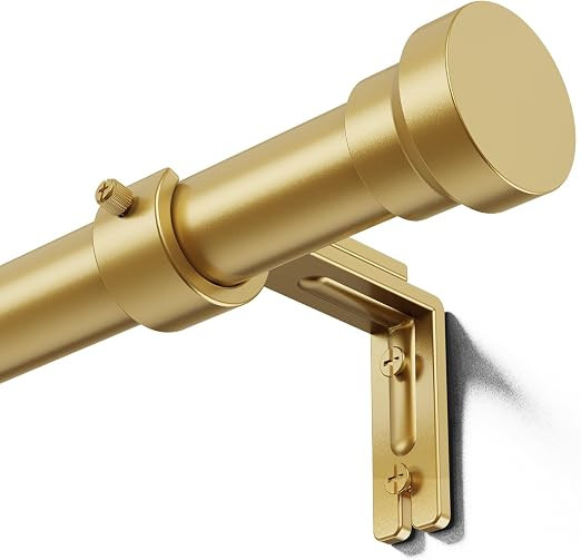 YaFex Curtain Rods 32-58 Inch, Heavy Duty 1 Inch Adjustable Curtain Rod for Windows, Gold Short W... | Amazon (US)