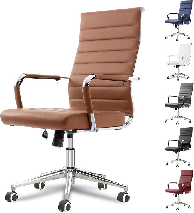 Okeysen Office Desk Chair, Ergonomic Leather Modern Conference Room Chairs, Executive Ribbed Heig... | Amazon (US)