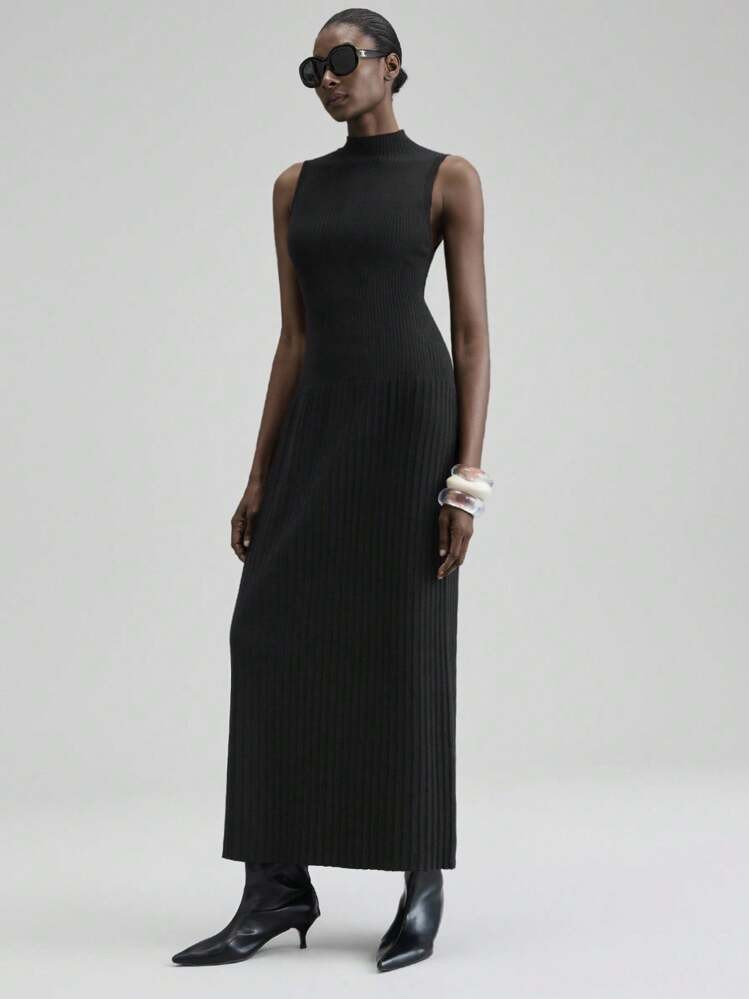 Black midi dress sleeveless  | SHEIN