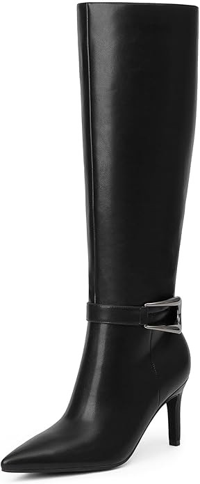 Knee High Boots Women Pointed Toe Tall Boots 3 In Stiletto High Heel Long Boots Side Zipper Dress... | Amazon (US)